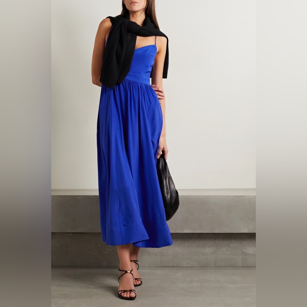 La Ligne Tracy Shirred Silk Maxi Dress